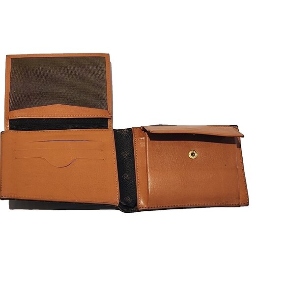 vintage VALLEVERDE Italy mens Bi fold Wallet Brown Leather coin pocket pelle - Picture 8 of 10